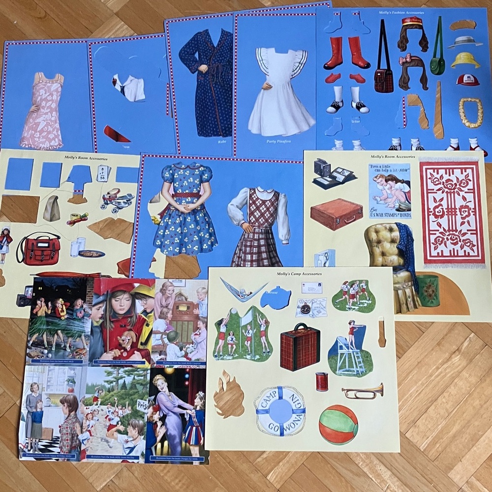 American Girl Doll Molly & Emily Play Scenes & Paper Dolls GUC - Picture 5 of 13